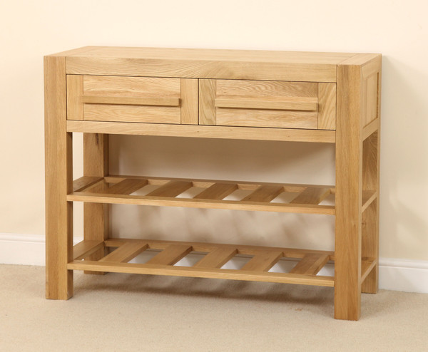 Fresco Natural Solid Oak 2 Drawer Console Table