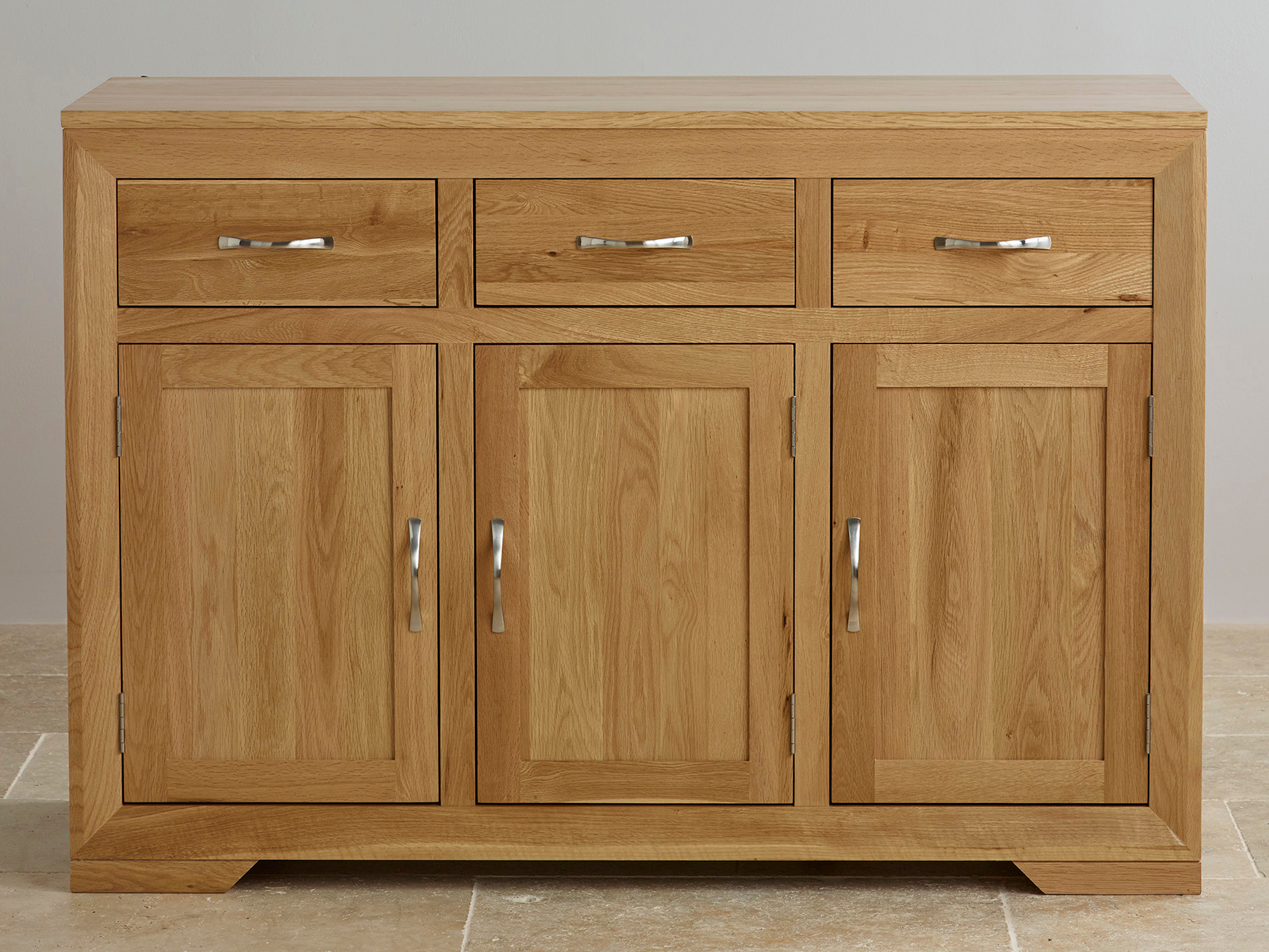 Bevel Natural Solid Oak Large Sideboard Oak Furniture Land