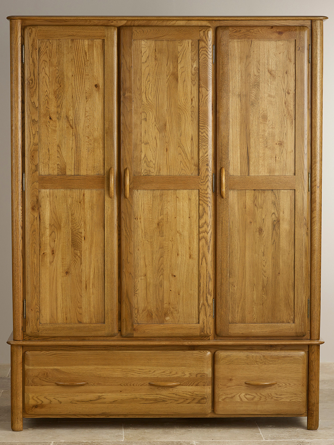 Osaka Rustic Solid Oak Triple Wardrobe | Oak Furniture Land