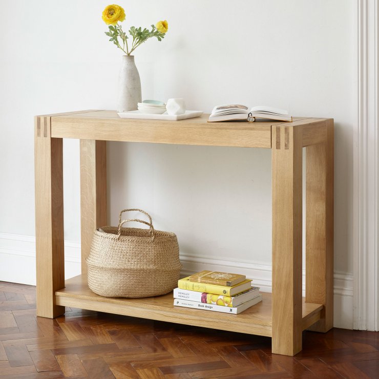 Alto Console Table In Natural Solid Oak Oak Furniture Land 5676