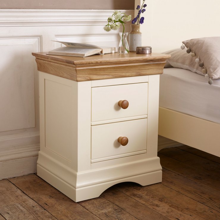 Country Cottage Bedside Table in Painted Oak Oak Furniture Land