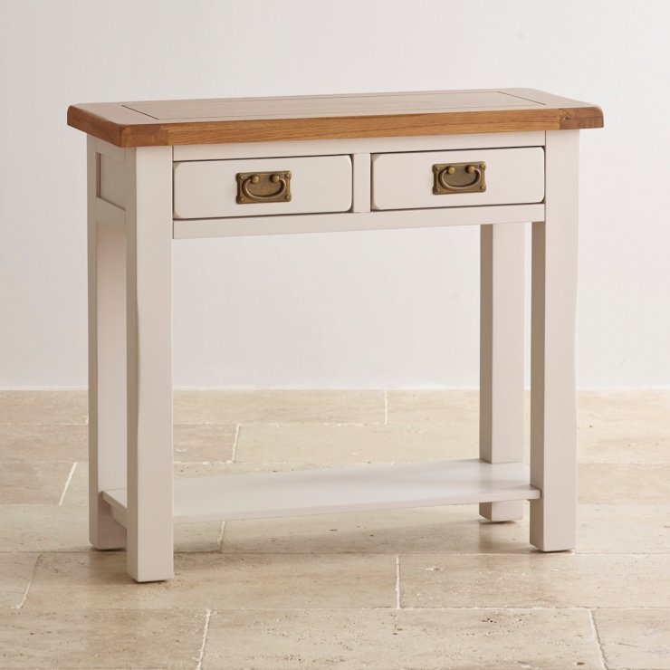 Kemble Painted 2 Drawer Console Table in Rustic Solid Oak