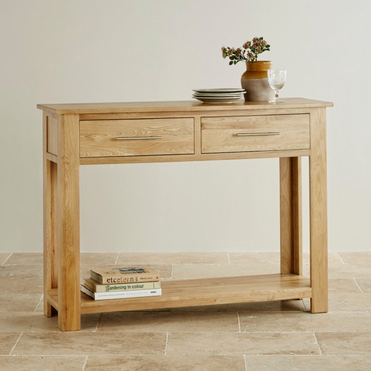 Rivermead Natural Solid Oak Console Table By Oak Furniture Land 3581