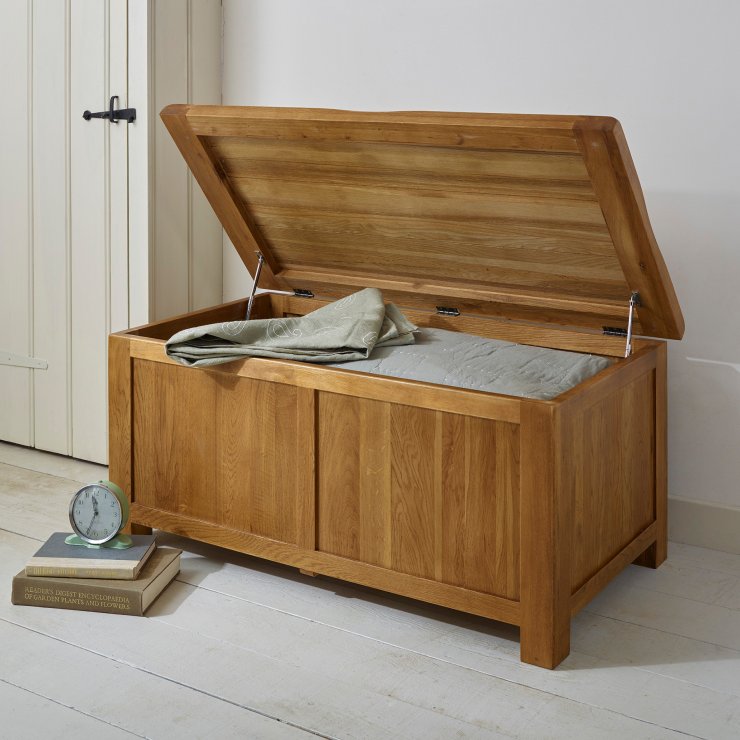 Original Rustic Blanket Box in Solid Oak Oak Furniture Land