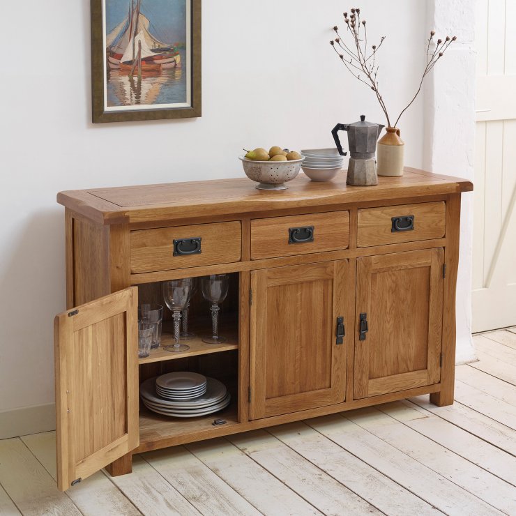 Original Rustic Large Sideboard in Solid Oak Oak Furniture Land