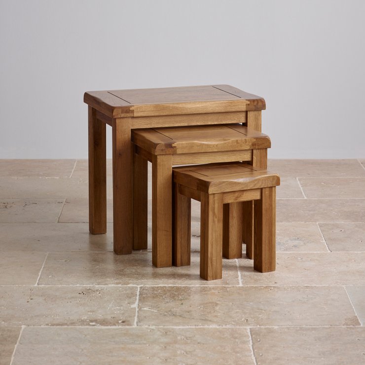 Original Nest of 3 Tables in Rustic Oak Oak Furniture Land