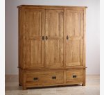 Original Rustic Triple Wardrobe In Solid Oak | Oak Furniture Land