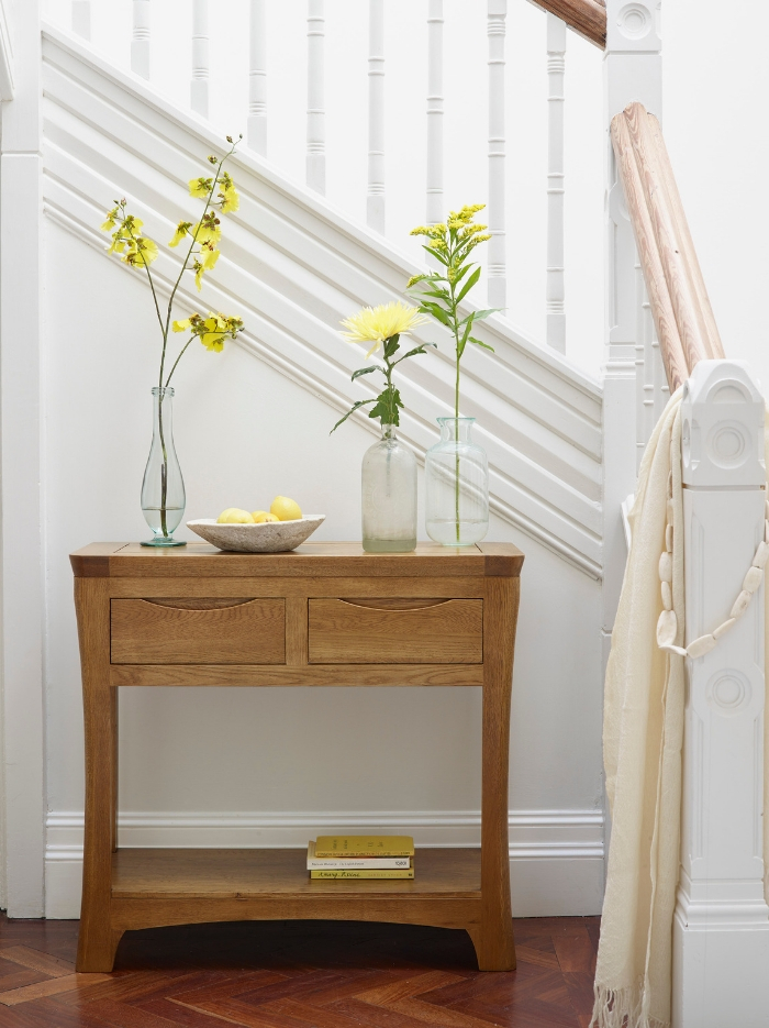 Orrick console with yellow plants