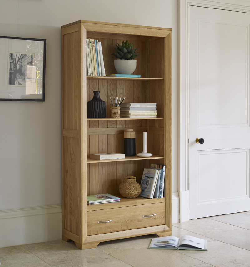 Bevel Bookcase with neutral accessories