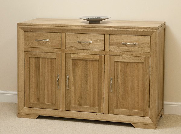 Bevel Natural Solid Oak Large Sideboard | Oak Furniture Land