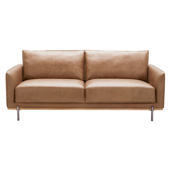 Modish Vintage Tan Leather Loveseat Oak Furnitureland