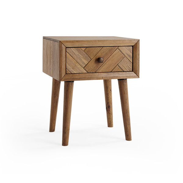 Parquet Brushed And Glazed Oak 1 Drawer Bedside Table Oak Furnitureland