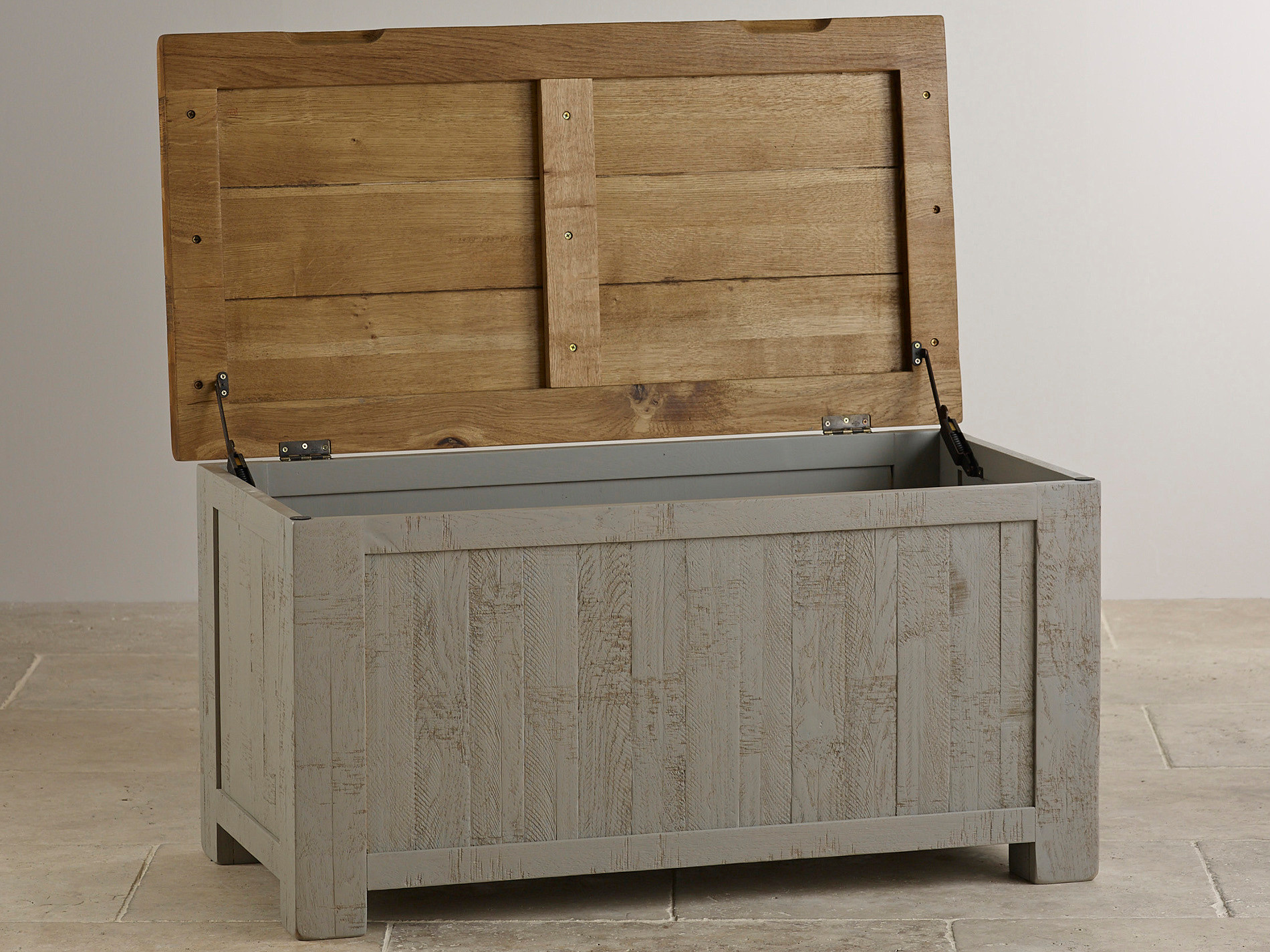 Clermont Painted Rough Sawn Solid Oak Storage Box | Oak Furniture Land