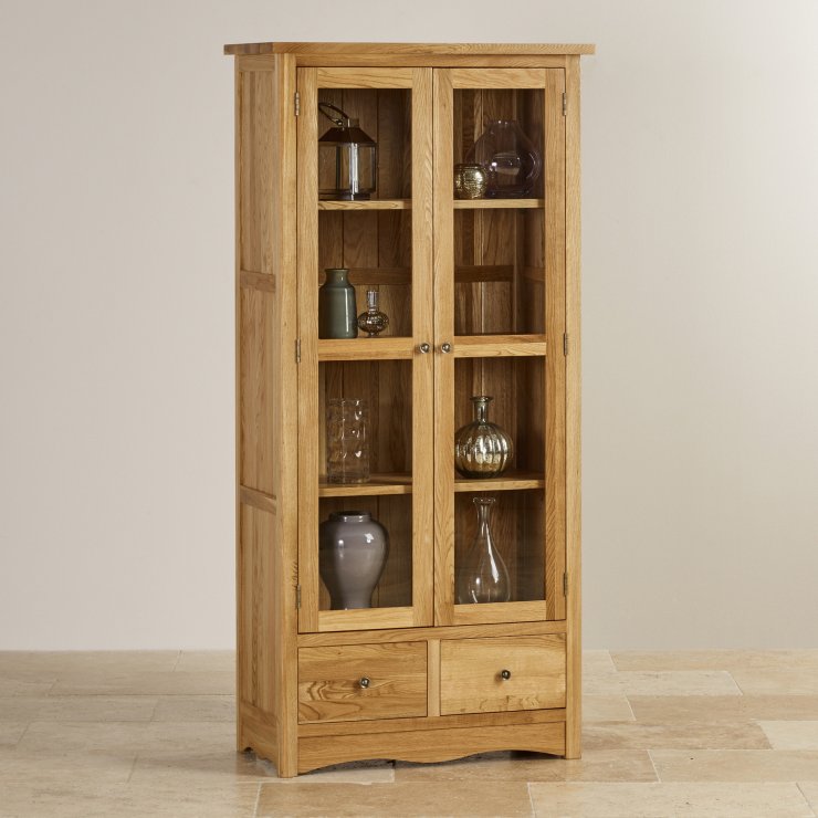 Cairo Glazed Display Cabinet in Solid Oak | Oak Furniture Land