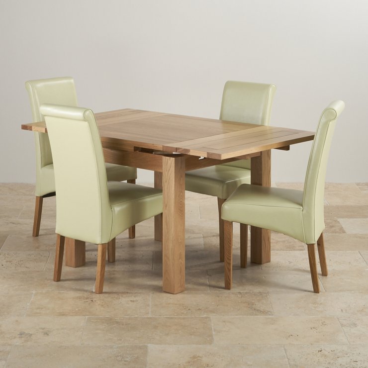 Dorset Oak 3ft Dining Table with 4 Cream Chairs