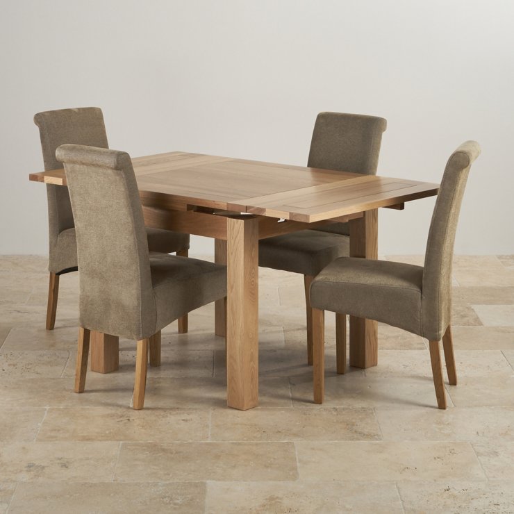 Dorset Oak 3ft Dining Table with 4 Sage Fabric Chairs