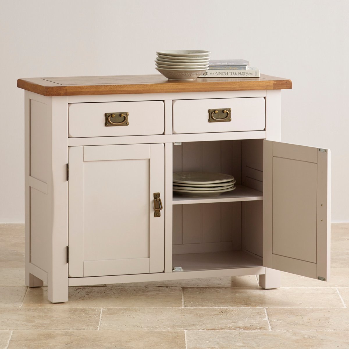 Kemble Small Painted Sideboard in Rustic Solid Oak