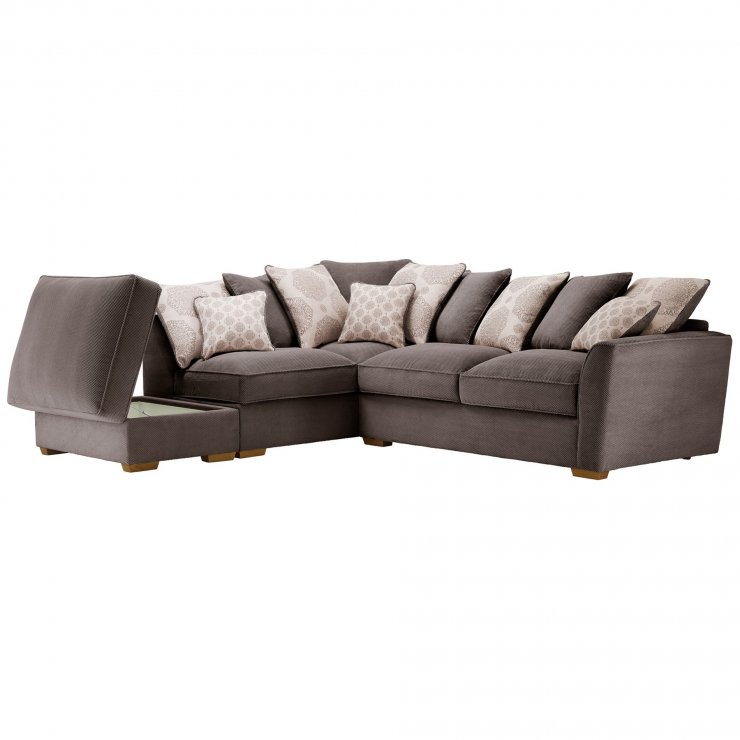 Nebraska Right Hand Corner Sofa with Pillow Back in Aero Charcoal