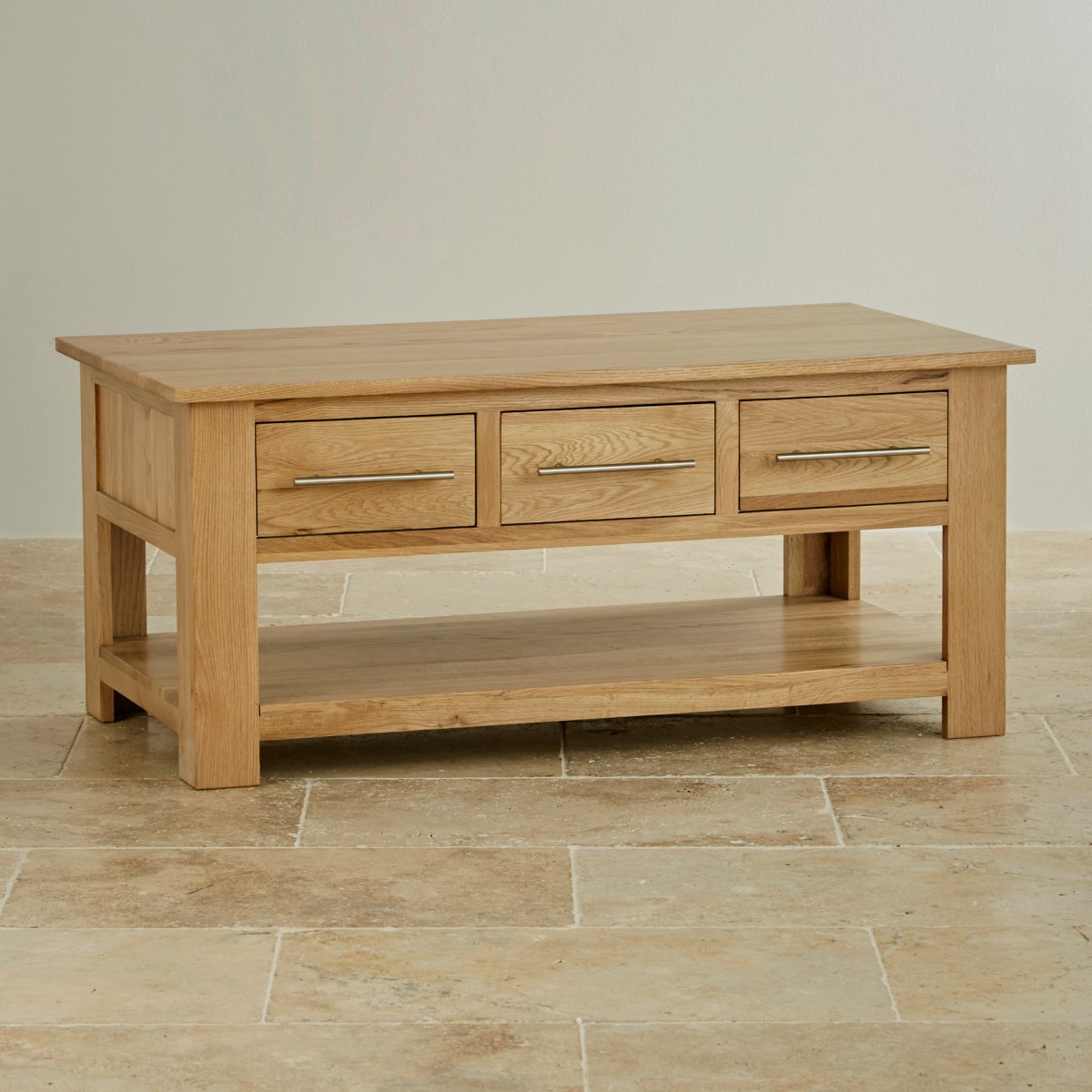 Rivermead 6 Drawer Coffee Table in Natural Solid Oak