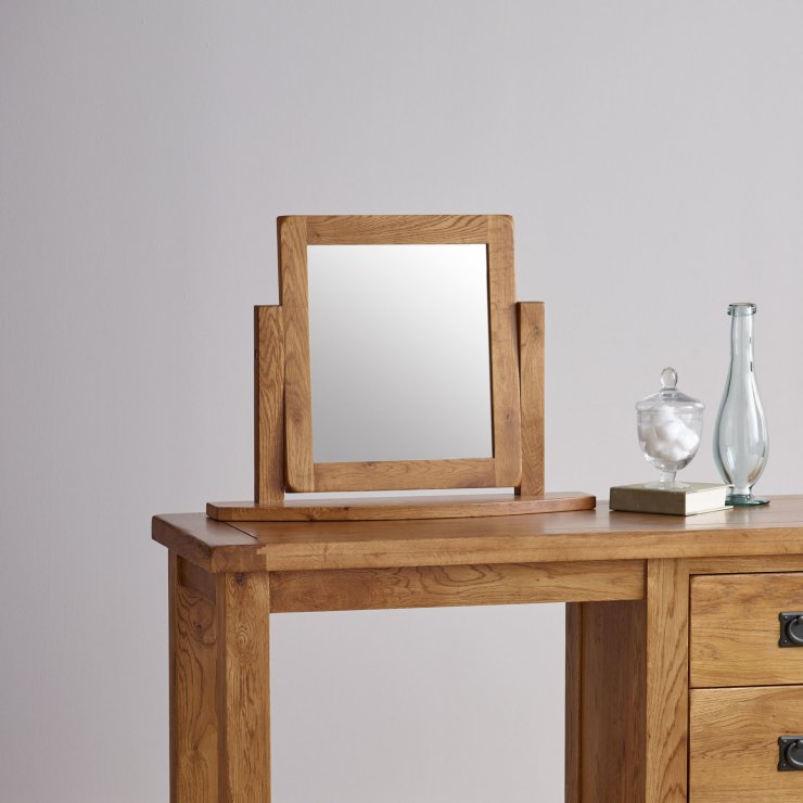 Original Rustic Dressing Table Mirror in Solid Oak