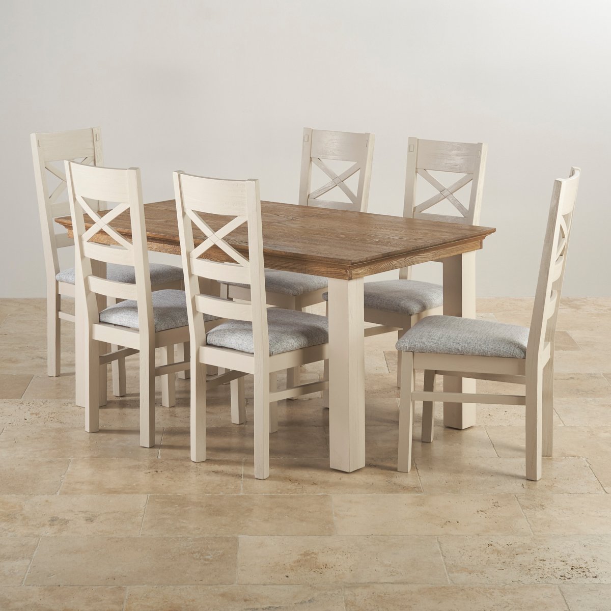 Seychelles Extending Painted Dining Table Set | 6 Matching Chairs