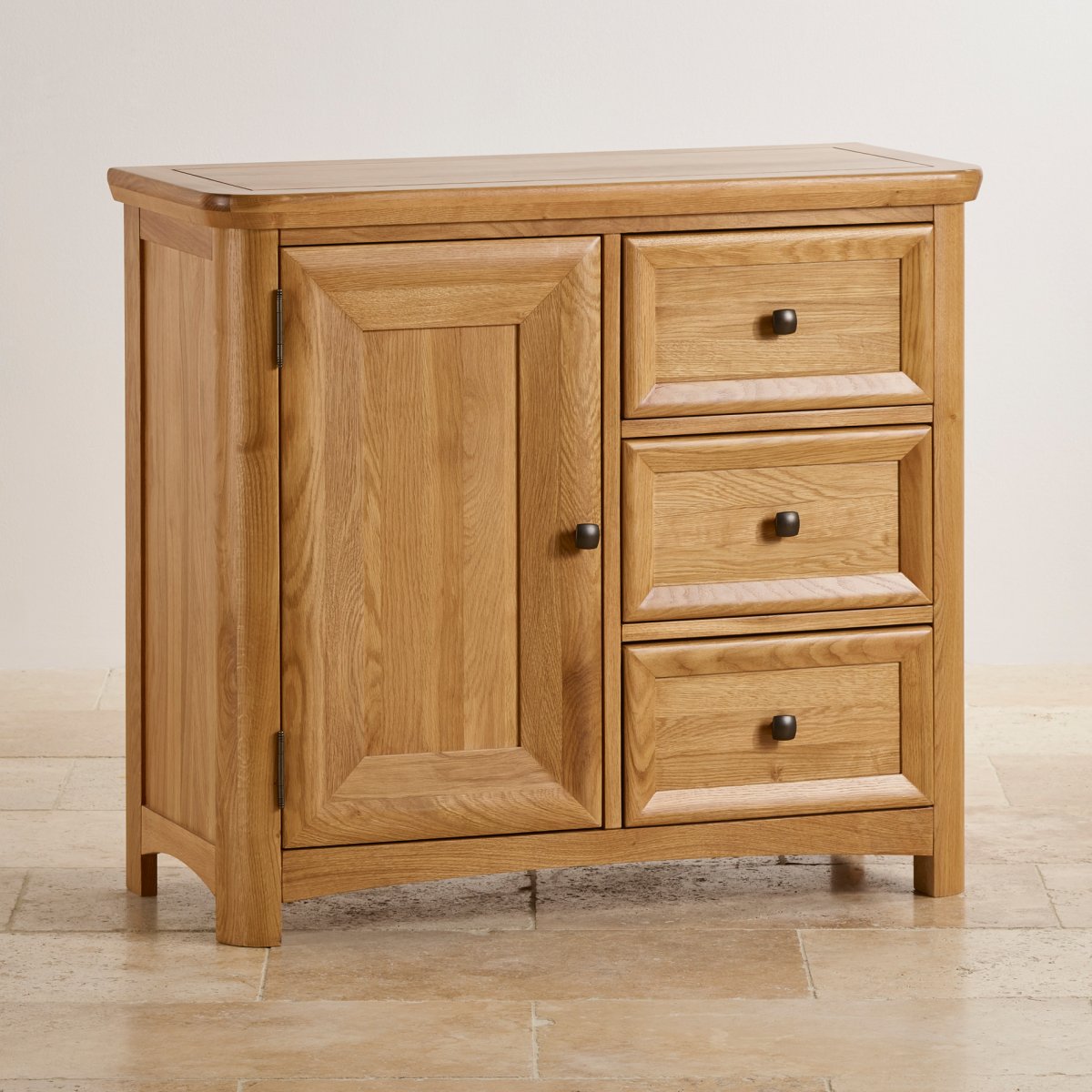 Oak storage cabinet with doors