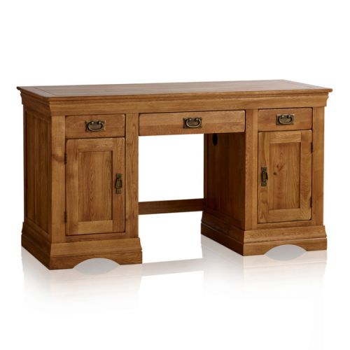 Original Rustic Computer Desk in Solid Oak | Oak Furniture Land