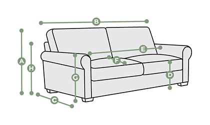 Eastbourne 2 Seater Static Sofa Dimensions